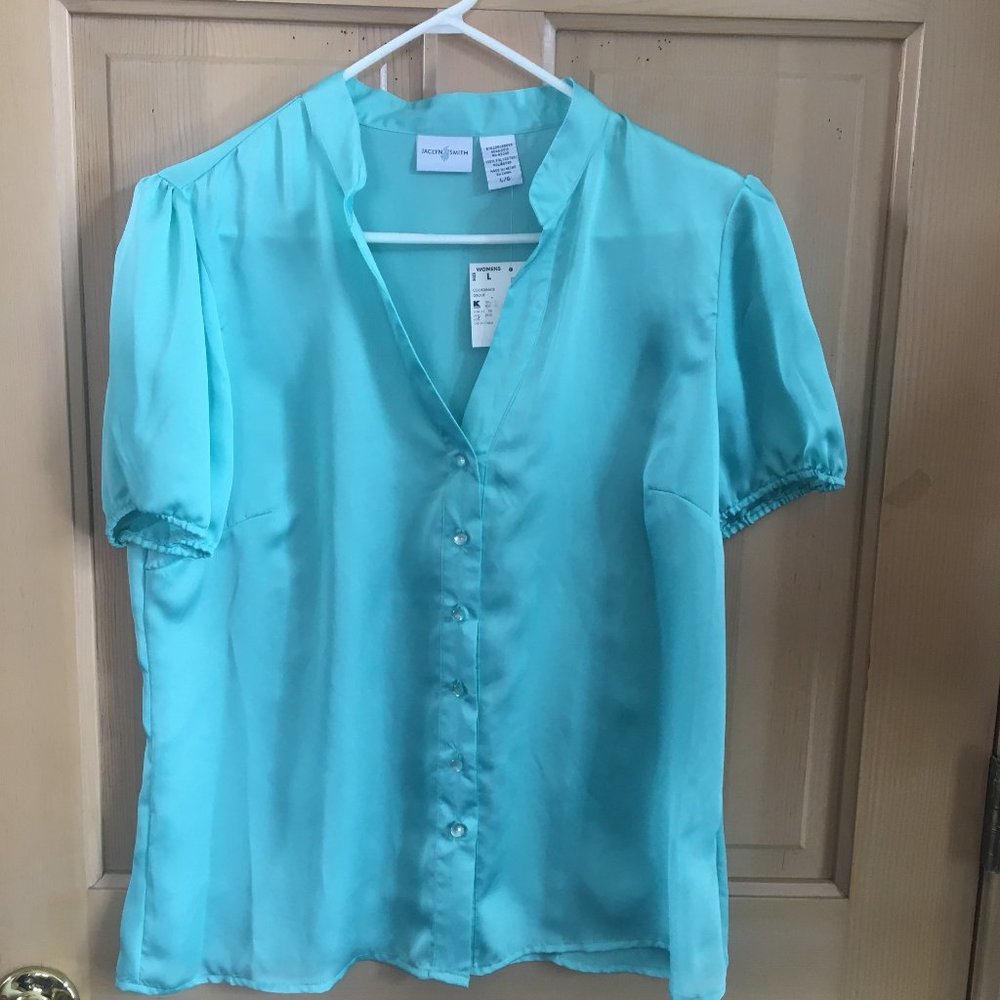 Jaclyn Smith Short Sleeve Blouse - Size L - SEE COLOR NOTE